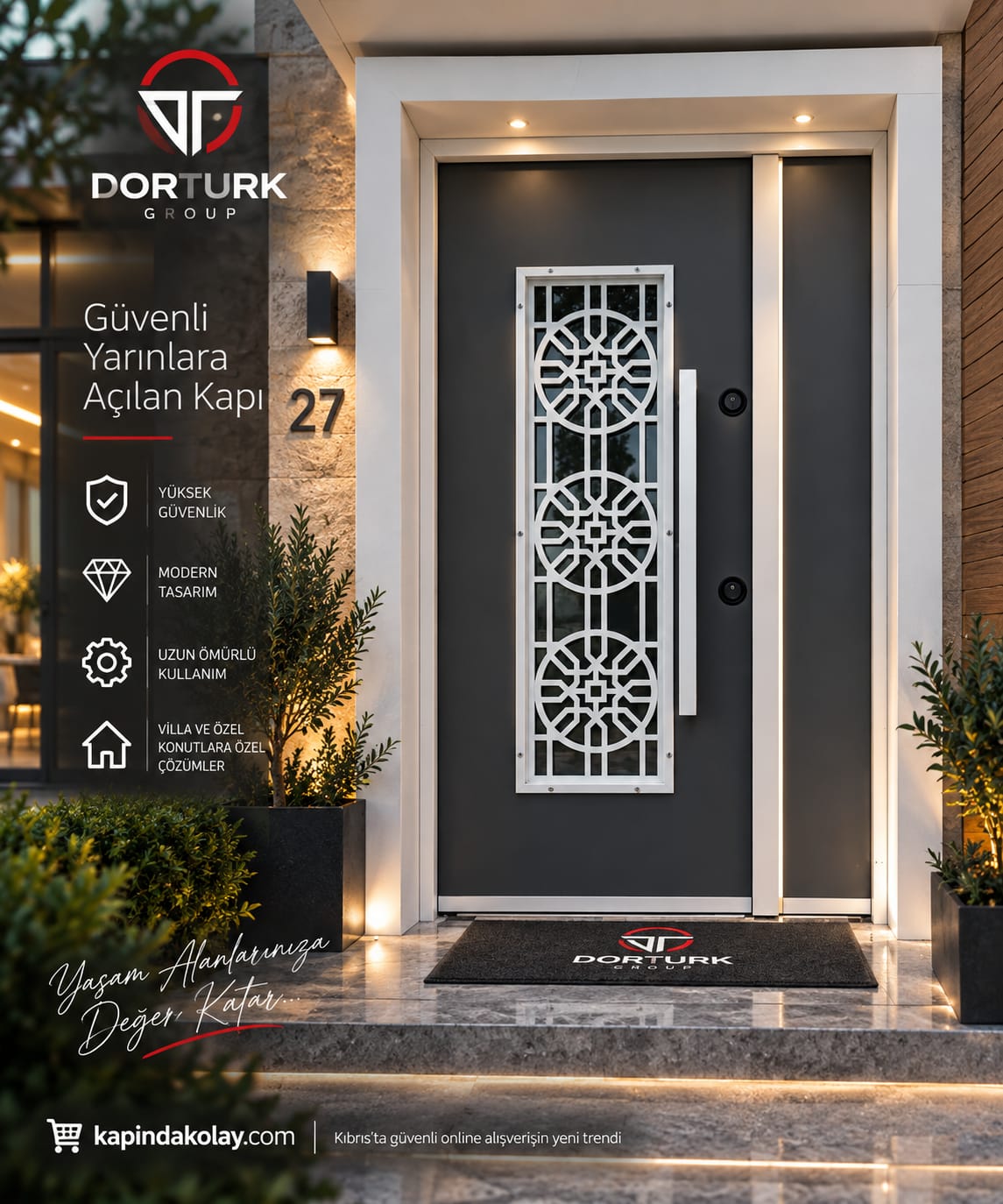 Model – Beyaz Çerçeveli Antrasit Dekoratif Kapı
